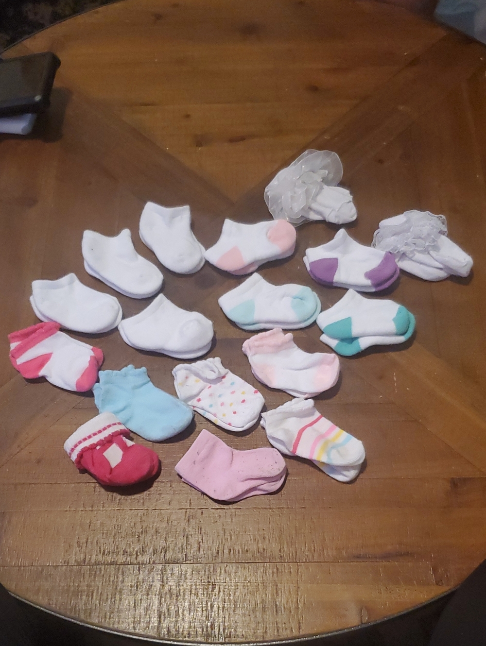 17 Pairs Baby Girls Assorted White and Pastel Socks - Mixed Color Pack